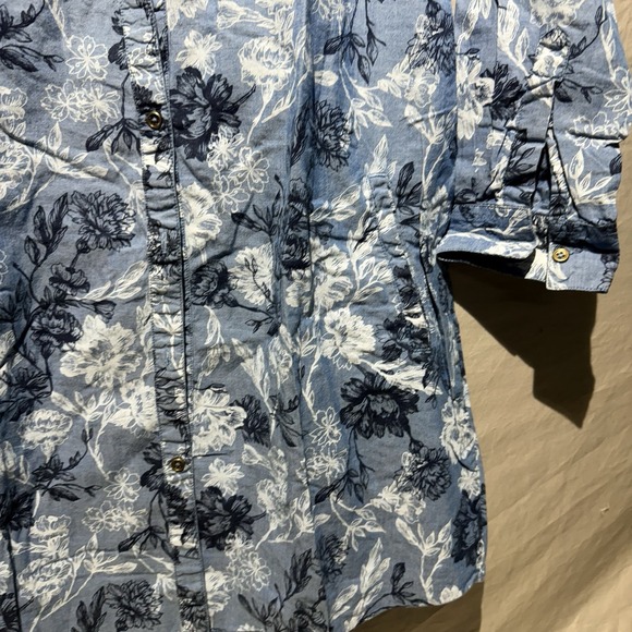 Max Women‎ 1/4 Button Shirt Dress Size S/10 Floral Blue Long Sleeve - Picture 5 of 14